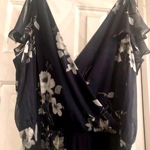 Chaps Navy Floral Maxi Dress